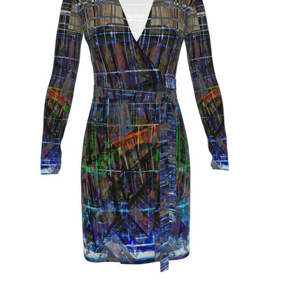 Temple of Time Above-the-Knee Wrap Dress