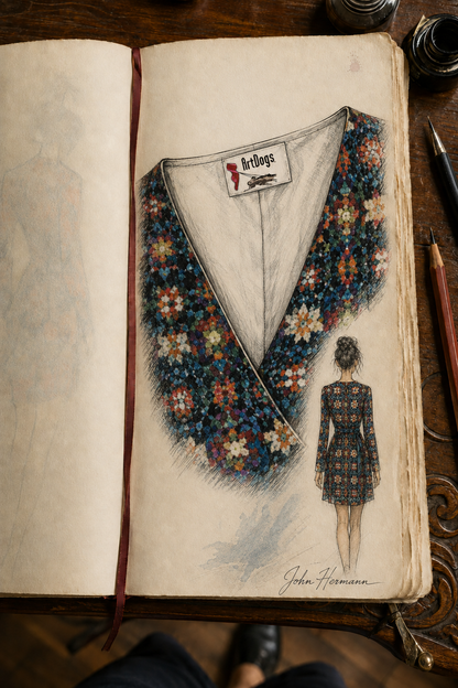 Too Many Flowers 2 Above the Knee Wrap Dress Handbook interior label page