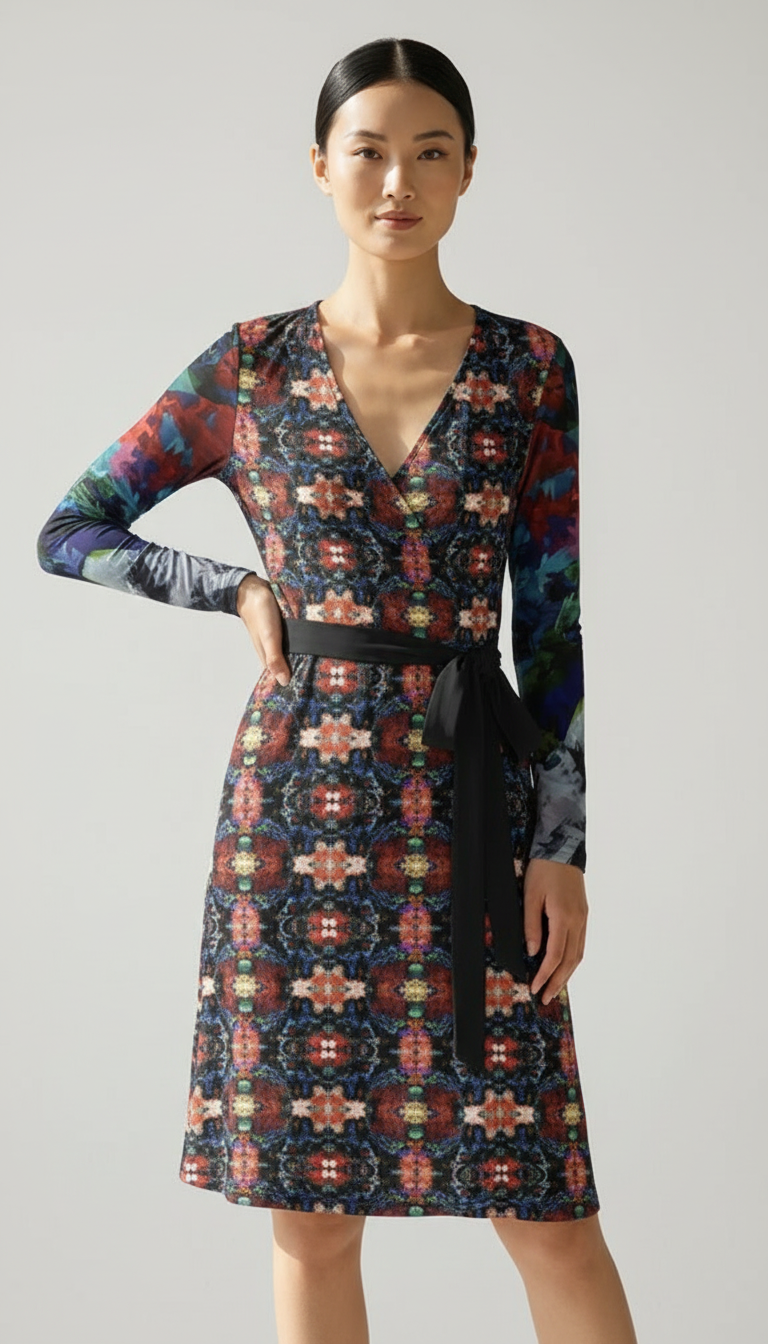 Too Many Flowers 2  Above the knee Wrap Dress