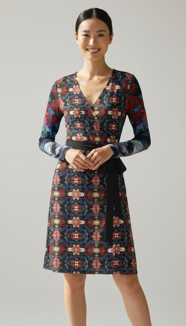Too Many Flowers 2  Above the knee Wrap Dress