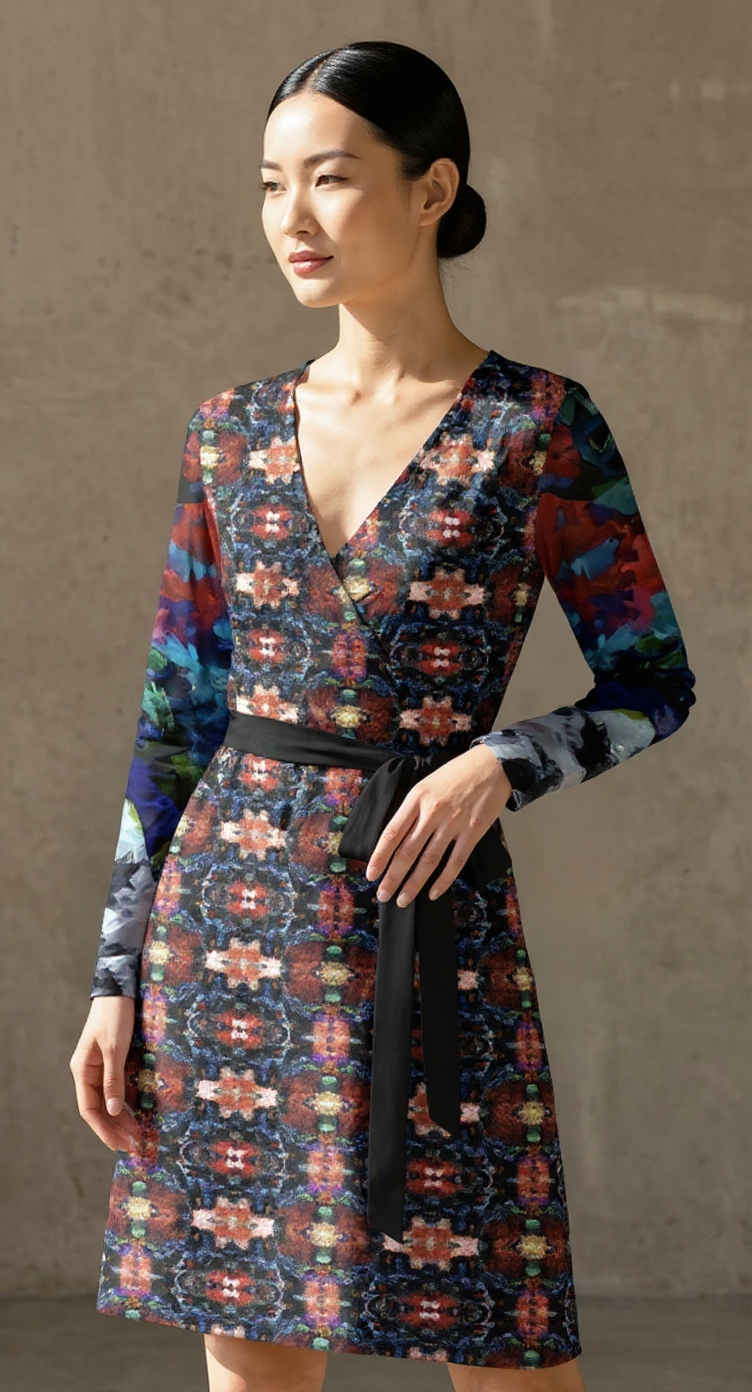 Too Many Flowers 2  Above the knee Wrap Dress