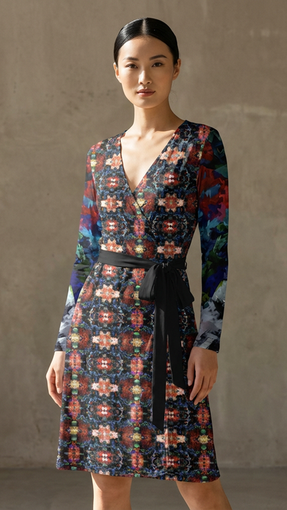 Too Many Flowers 2  Above the knee Wrap Dress