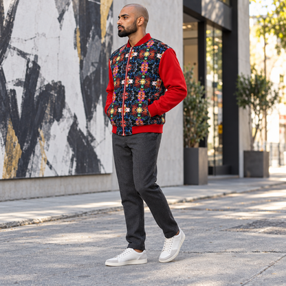 Too Many Flowers Kalideoscope Men's Bomber Jacket — photorealistic fashion left view