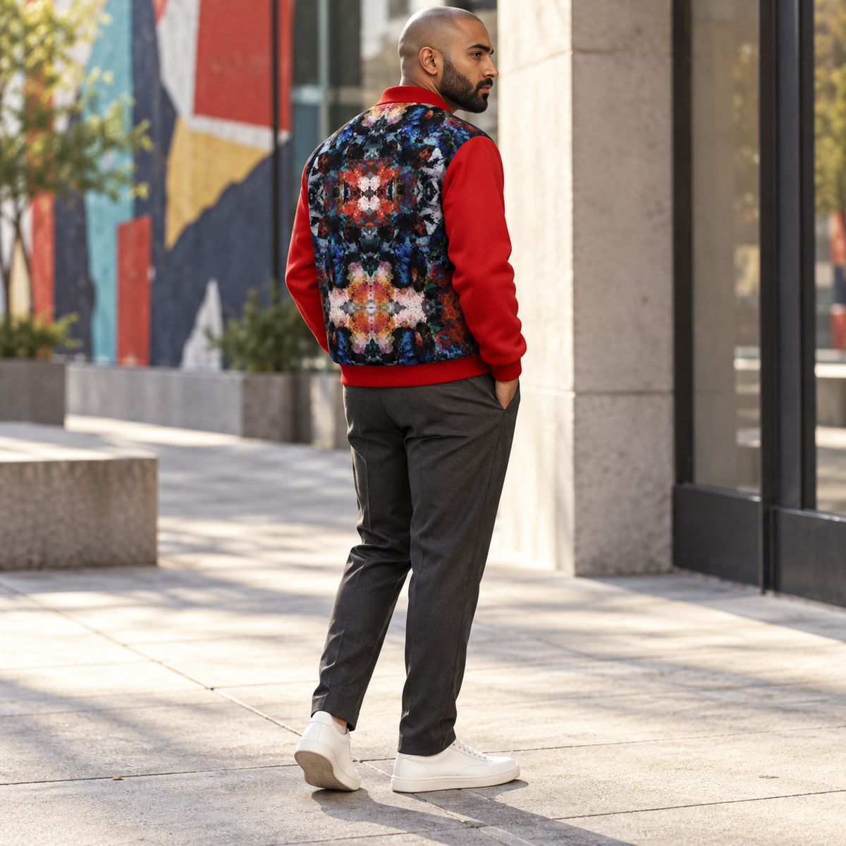 Too Many Flowers Kalideoscope Men's Bomber Jacket — photorealistic fashion right view