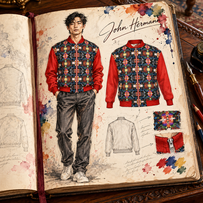 Too Many Flowers Kalideoscope Men's Bomber Jacket — Handbook front view