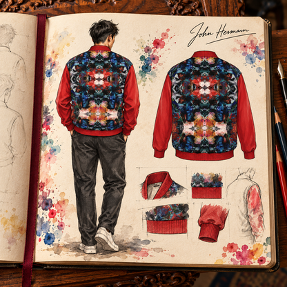 Too Many Flowers Kalideoscope Men's Bomber Jacket — Handbook back view