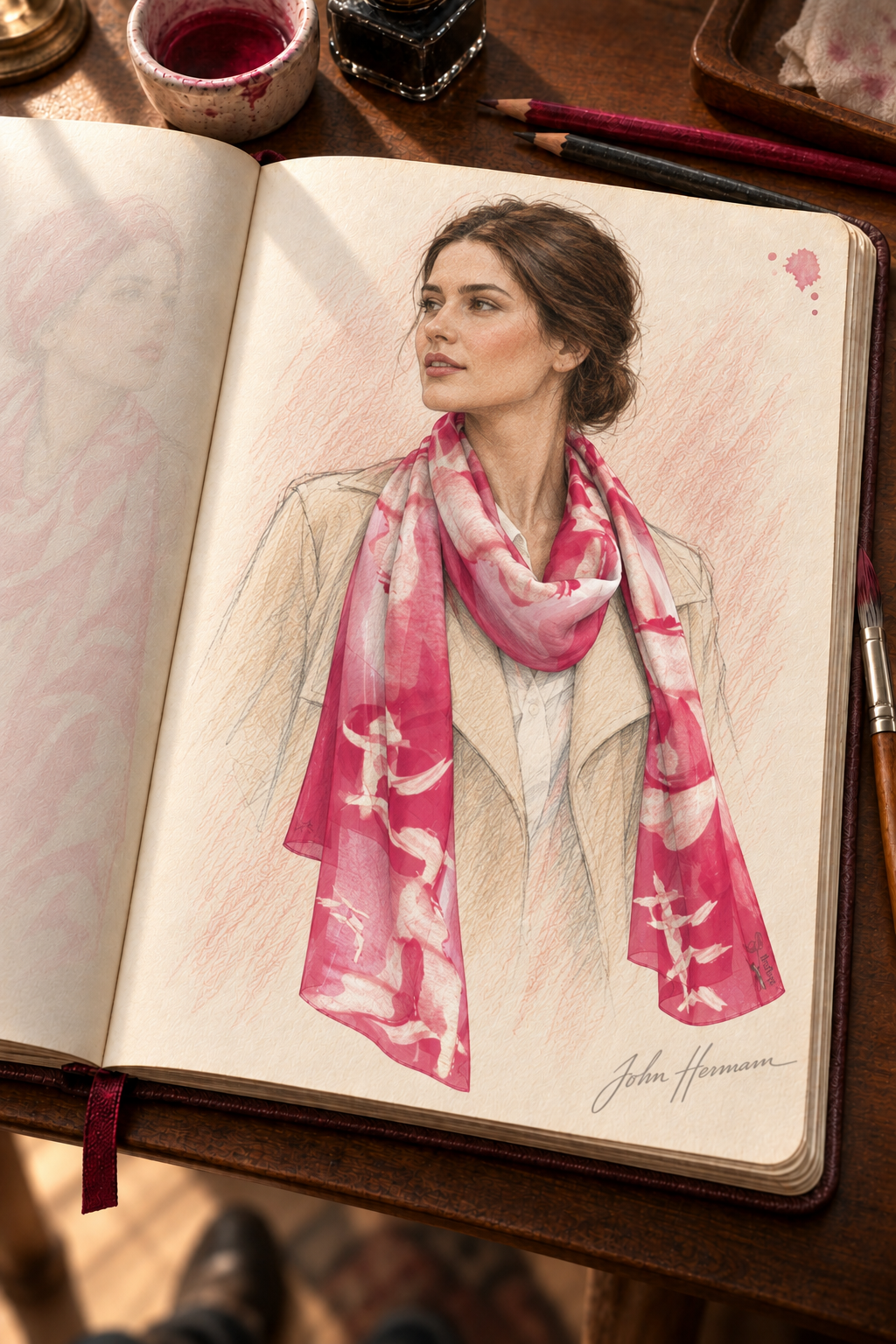 Venery 1 - Repeat Handbook page — 16x72 neck drape