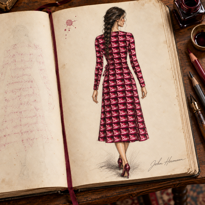 Venery 3 Calf or Below Long Wrap Dress, designer Handbook full back view