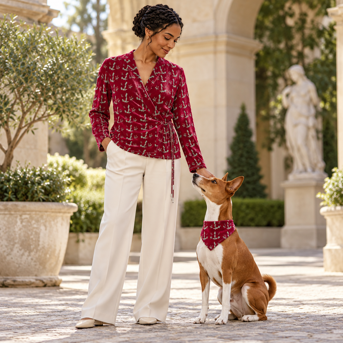 Venery Wrap Blazer — F01 owner and dog companion