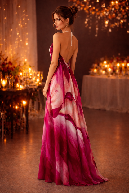 Venery Halterneck backless dress