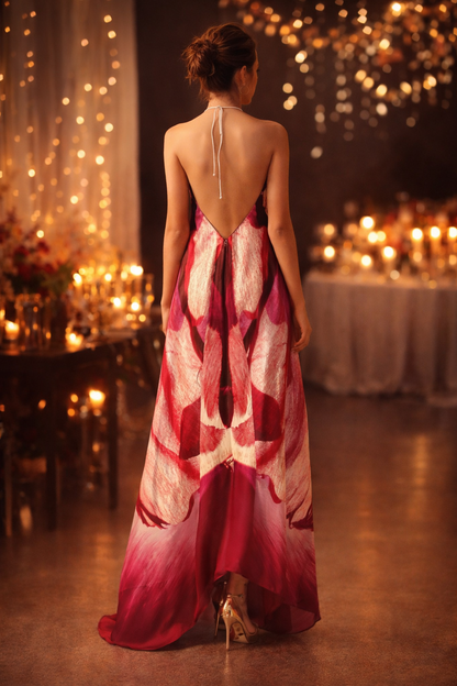 Venery Halterneck backless dress