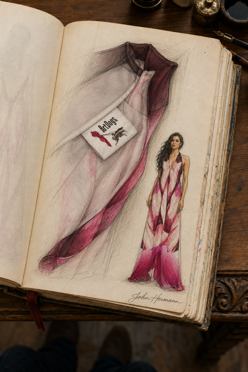 Venery Halterneck backless dress — Handbook interior label detail