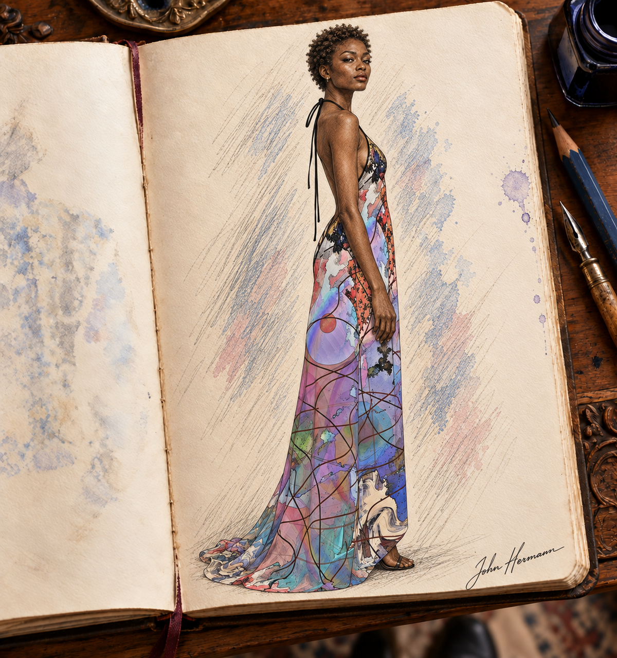 Wishes Halterneck backless dress — Handbook right profile