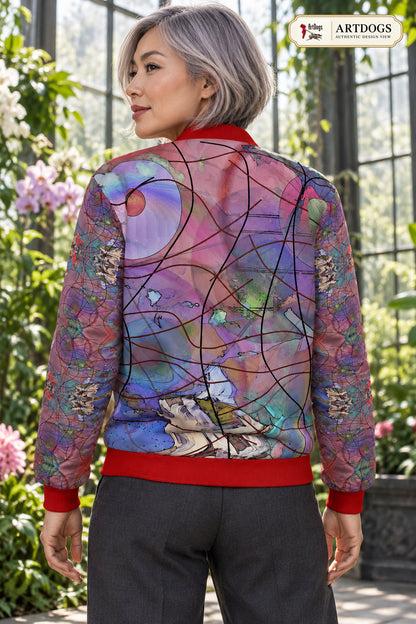 Wishes Ladies Bomber Jacket — Authentic Design View, 02 back