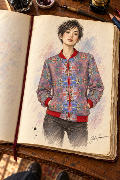 Wishes Ladies Bomber Jacket — designer Handbook, 01 front