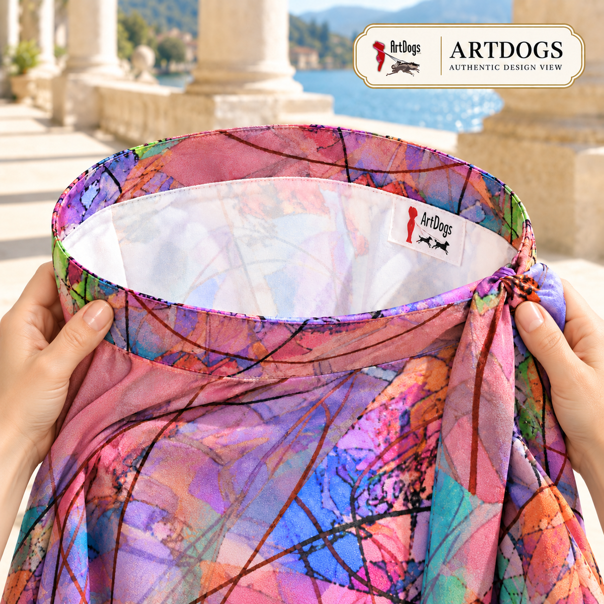 Wishes short Flounce Skirt — Authentic upper-right-waist-detail — styled blouse; physically supported fabric detail