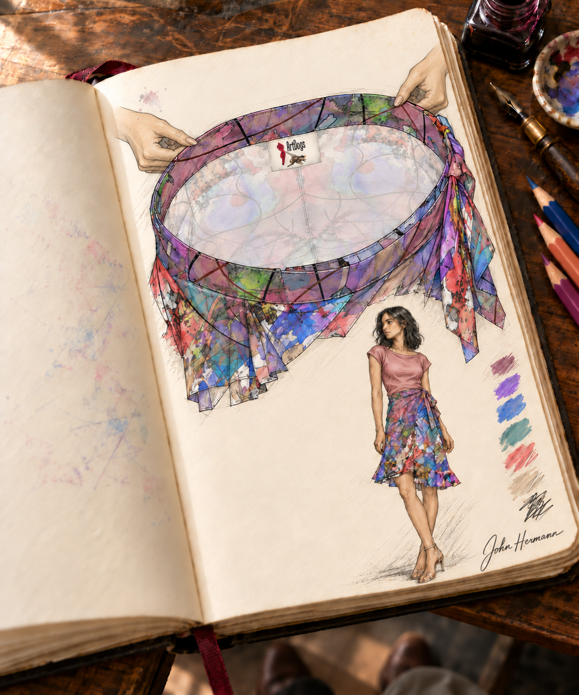 Wishes short Flounce Skirt — Handbook interior-waist-label — styled blouse; physically supported fabric detail