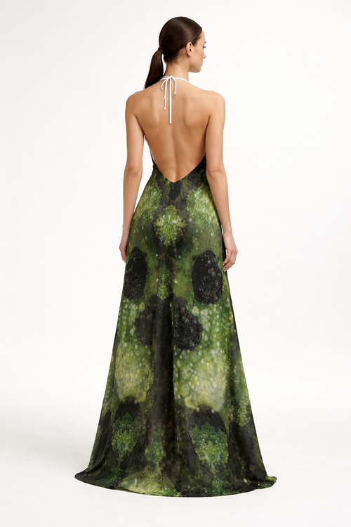 Leaves Halterneck backless dress