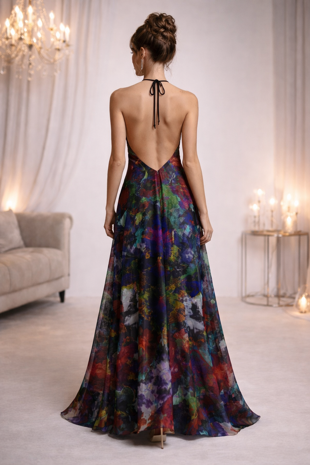 Too Many Flowers Halterneck backless dress