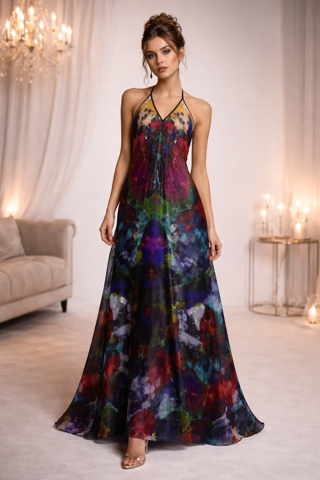 Too Many Flowers Halterneck backless dress