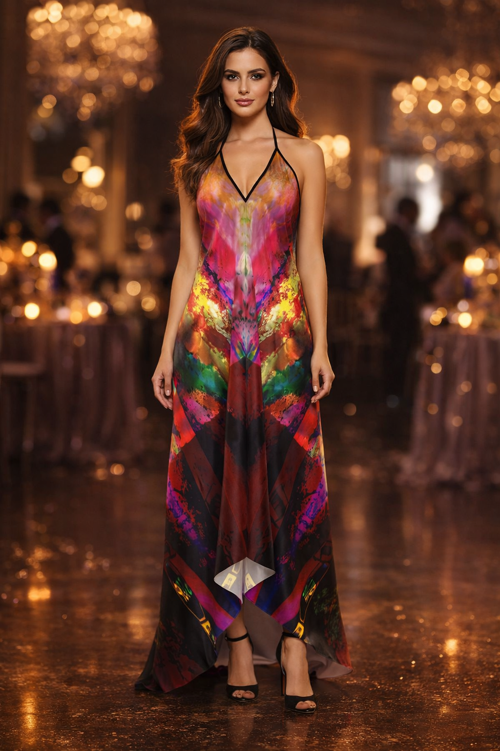Heaven and Hell/Yin and Yang Halterneck backless dress