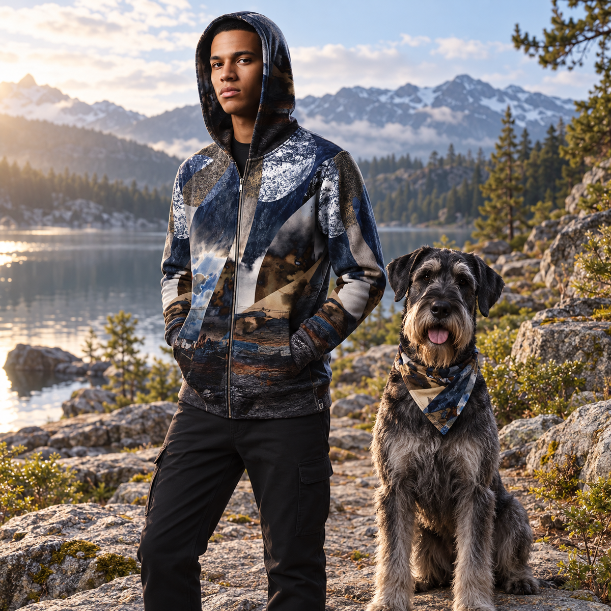 jezebel hoodie — owner and registered dog full front