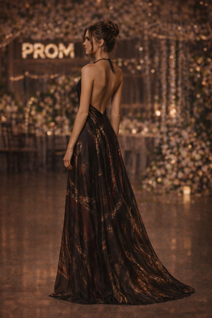 Beauty Behind The Veil Halterneck backless dress