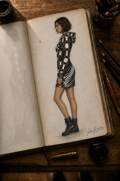 Spirit of Flight hoodie dress designer storybook left side view